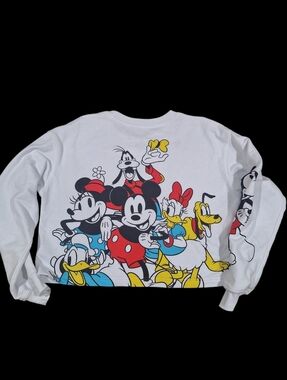 Disney Mickey Mouse Crop Sweatshirt L White Graphic Classic Characters